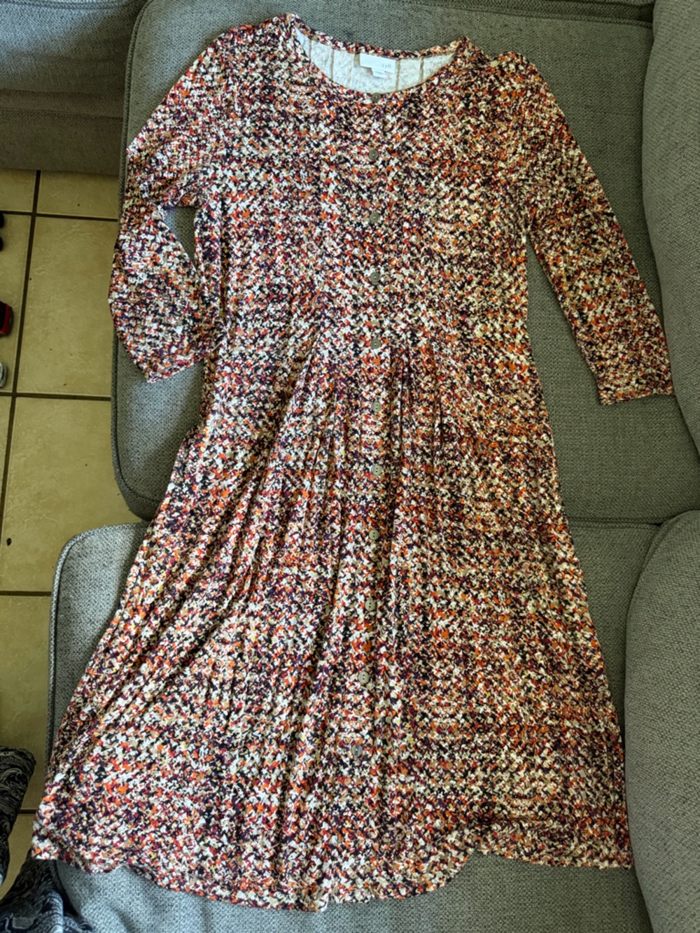 J. Jill Multi-Color Knit Midi Dress